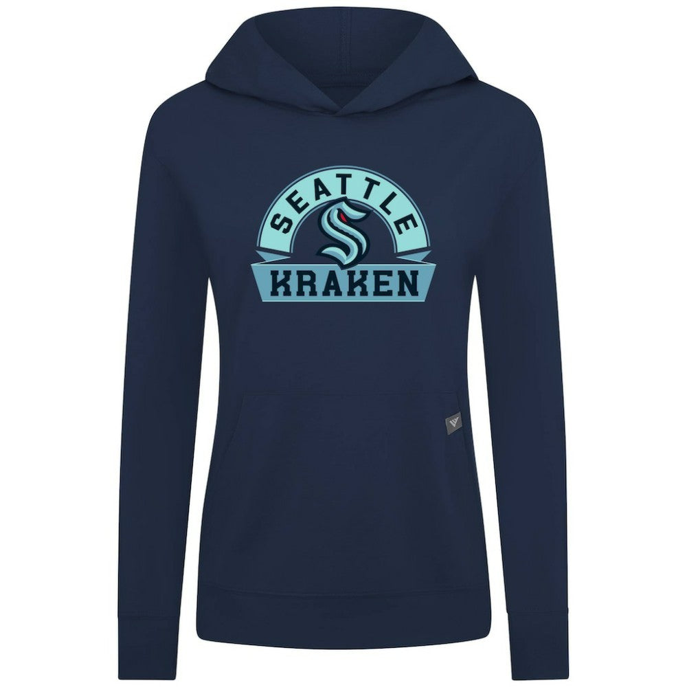 NHL Deep Sea Blue Seattle Kraken Levelwear Women's Relay Banner Arch Pullover Hoodie