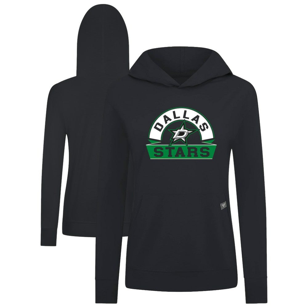 NHL Black Dallas Stars Levelwear Women's Relay Banner Arch Pullover Hoodie