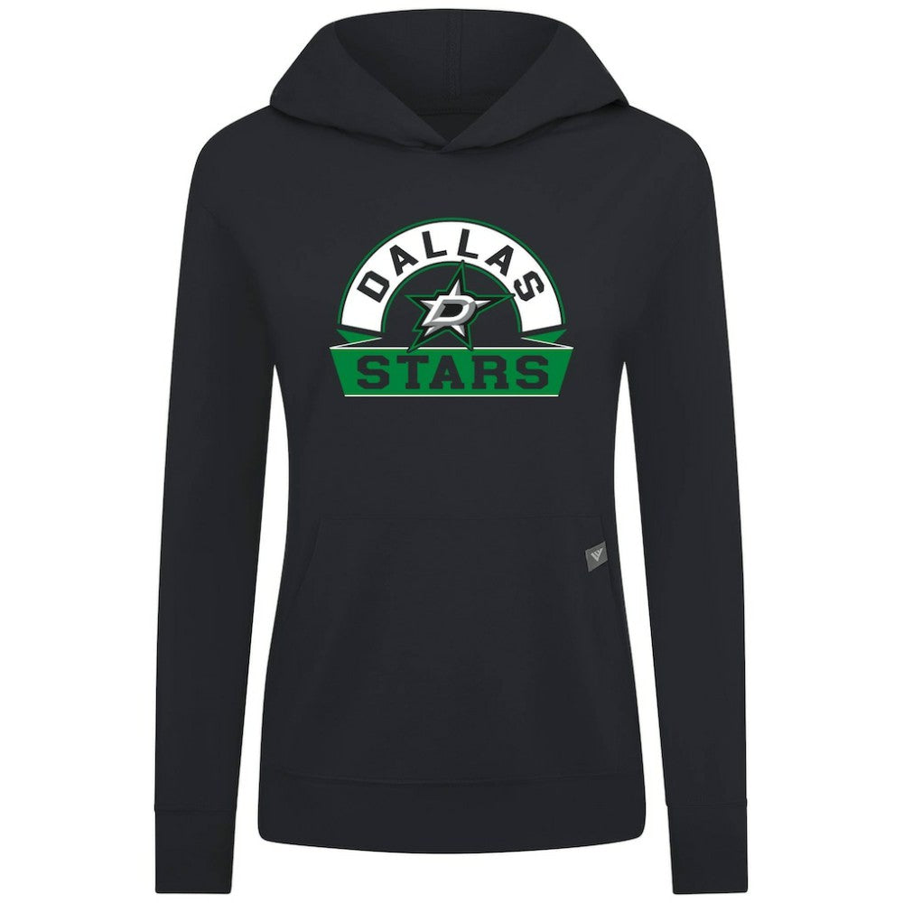 NHL Black Dallas Stars Levelwear Women's Relay Banner Arch Pullover Hoodie