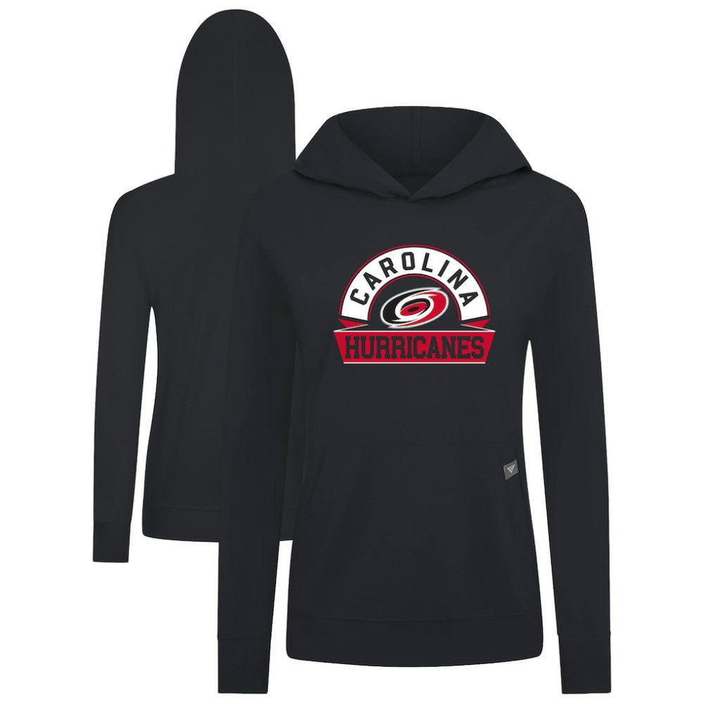 NHL Black Carolina Hurricanes Levelwear Women's Relay Banner Arch Pullover Hoodie