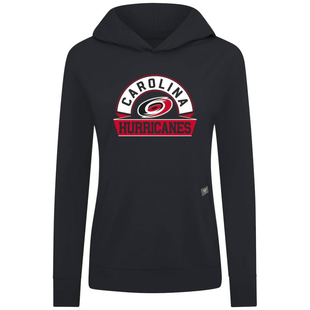 NHL Black Carolina Hurricanes Levelwear Women's Relay Banner Arch Pullover Hoodie
