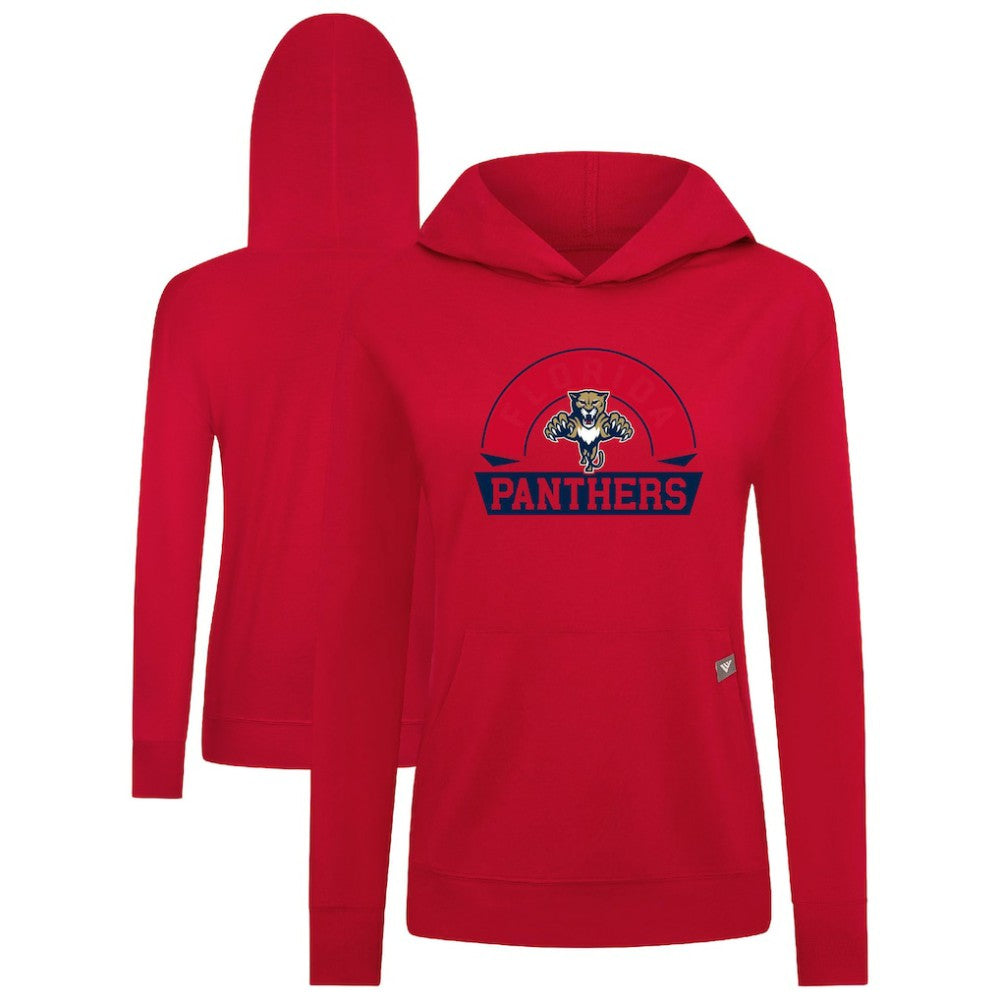 NHL Red Florida Panthers Levelwear Women's Relay Banner Arch Pullover Hoodie