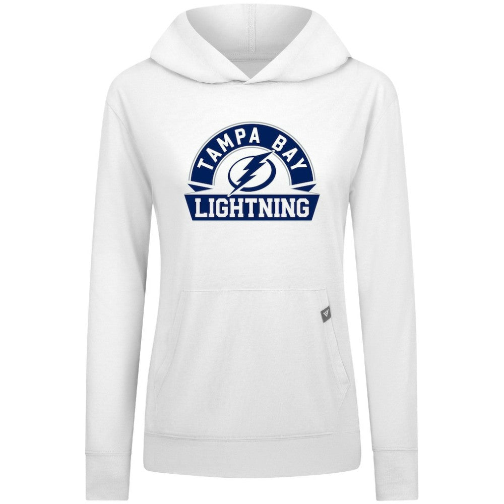 NHL White Tampa Bay Lightning Levelwear Women's Relay Banner Arch Pullover Hoodie