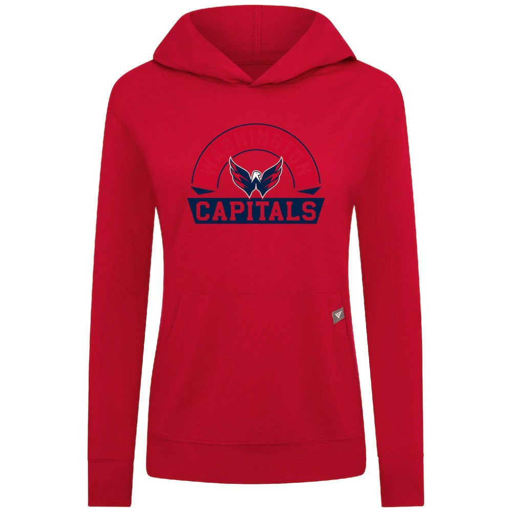 NHL Red Washington Capitals Levelwear Women's Relay Banner Arch Pullover Hoodie