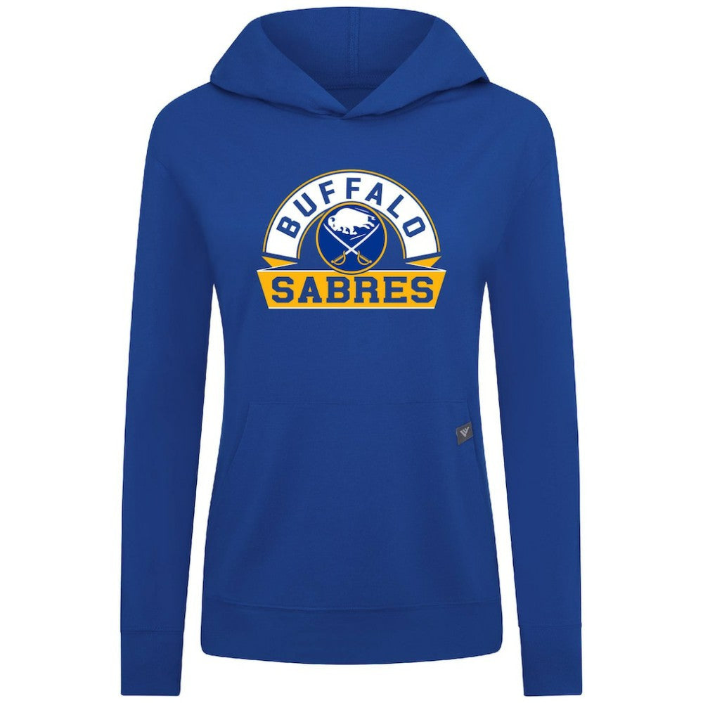 NHL Royal Buffalo Sabres Levelwear Women's Relay Banner Arch Pullover Hoodie