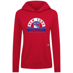 NHL Red New York Rangers Levelwear Women's Relay Banner Arch Pullover Hoodie