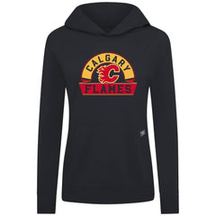 NHL Black Calgary Flames Levelwear Women's Relay Banner Arch Pullover Hoodie