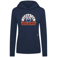 NHL Navy Edmonton Oilers Levelwear Women's Relay Banner Arch Pullover Hoodie