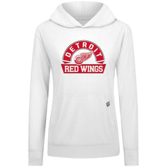NHL White Detroit Red Wings Levelwear Women's Relay Banner Arch Pullover Hoodie