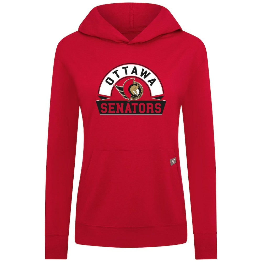 NHL Red Ottawa Senators Levelwear Women's Relay Banner Arch Pullover Hoodie