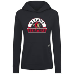 NHL Black Ottawa Senators Levelwear Women's Relay Banner Arch Pullover Hoodie