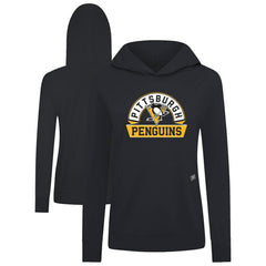 NHL Black Pittsburgh Penguins Levelwear Women's Relay Banner Arch Pullover Hoodie
