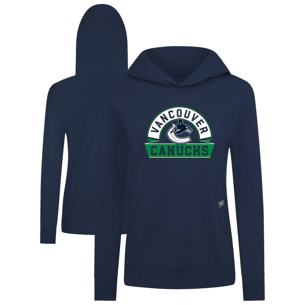 NHL Navy Vancouver Canucks Levelwear Women's Relay Banner Arch Pullover Hoodie