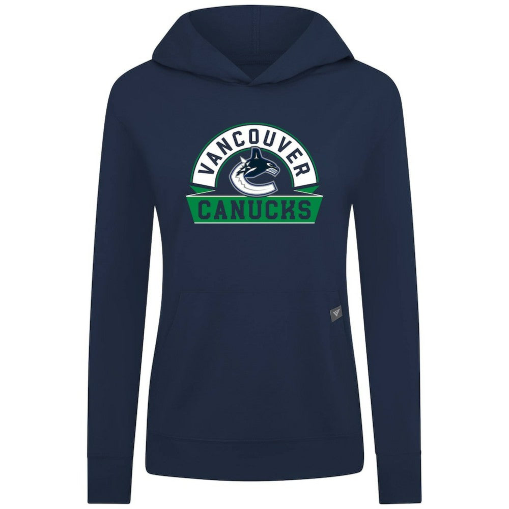 NHL Navy Vancouver Canucks Levelwear Women's Relay Banner Arch Pullover Hoodie