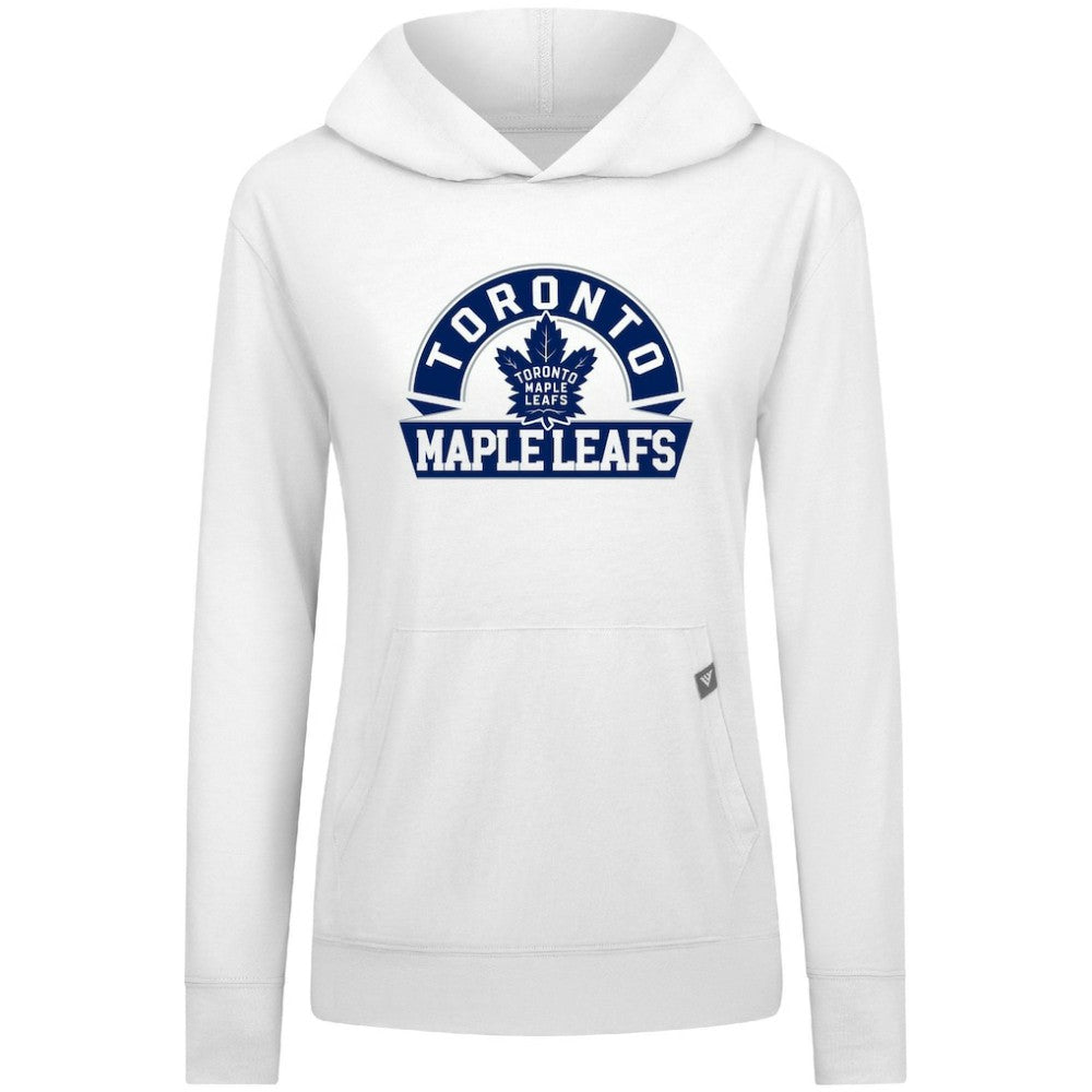 NHL White Toronto Maple Leafs Levelwear Women's Relay Banner Arch Pullover Hoodie