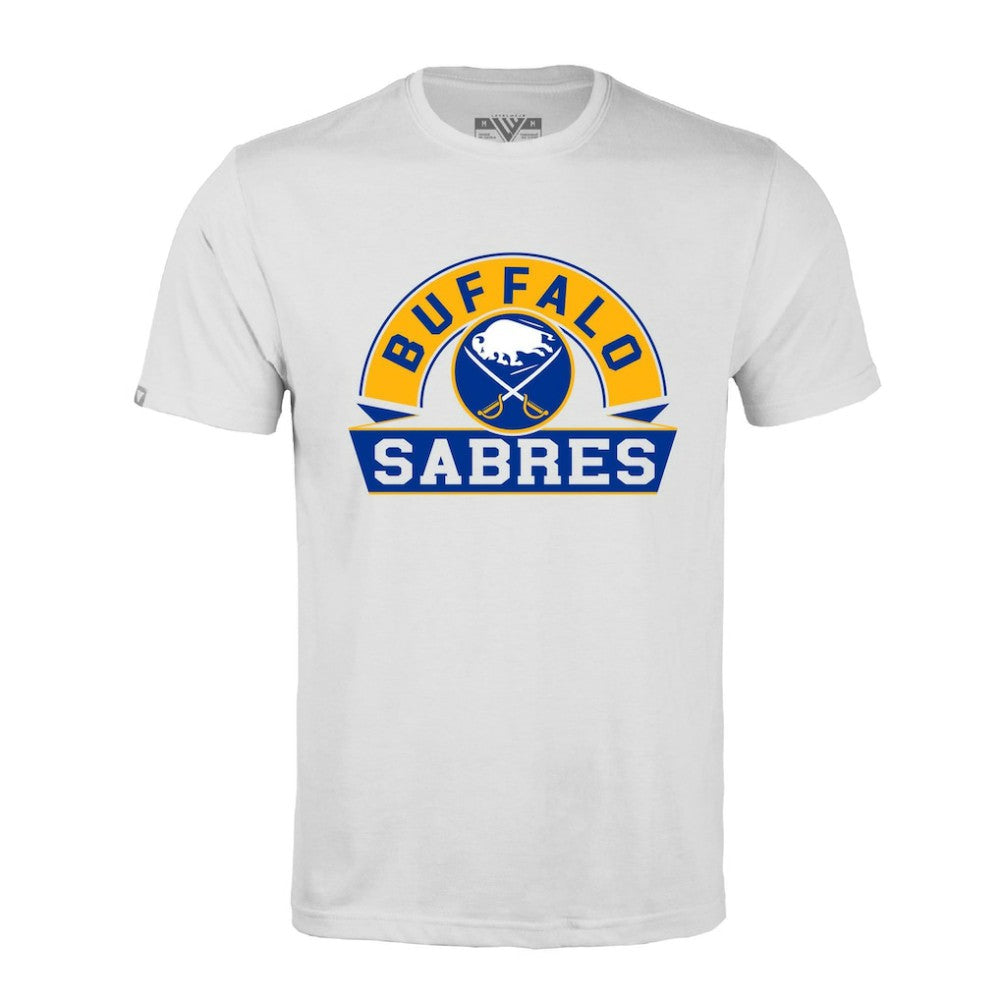NHL White Buffalo Sabres Levelwear Richmond Banner Arch T-Shirt