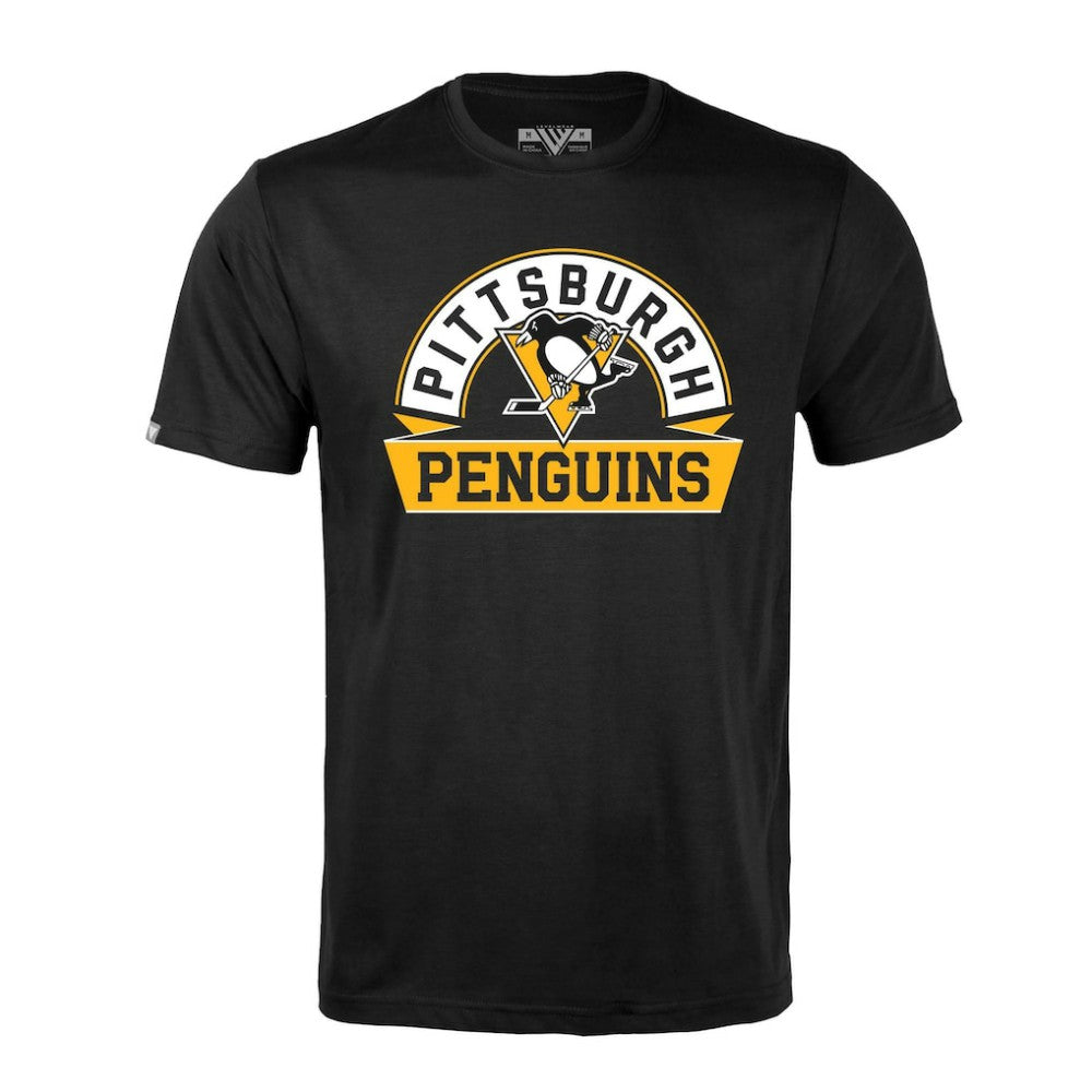 NHL Black Pittsburgh Penguins Levelwear Richmond Banner Arch T-Shirt