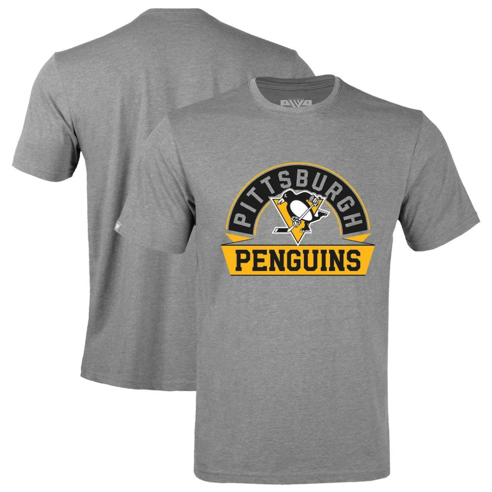 NHL Gray Pittsburgh Penguins Levelwear Richmond Banner Arch T-Shirt