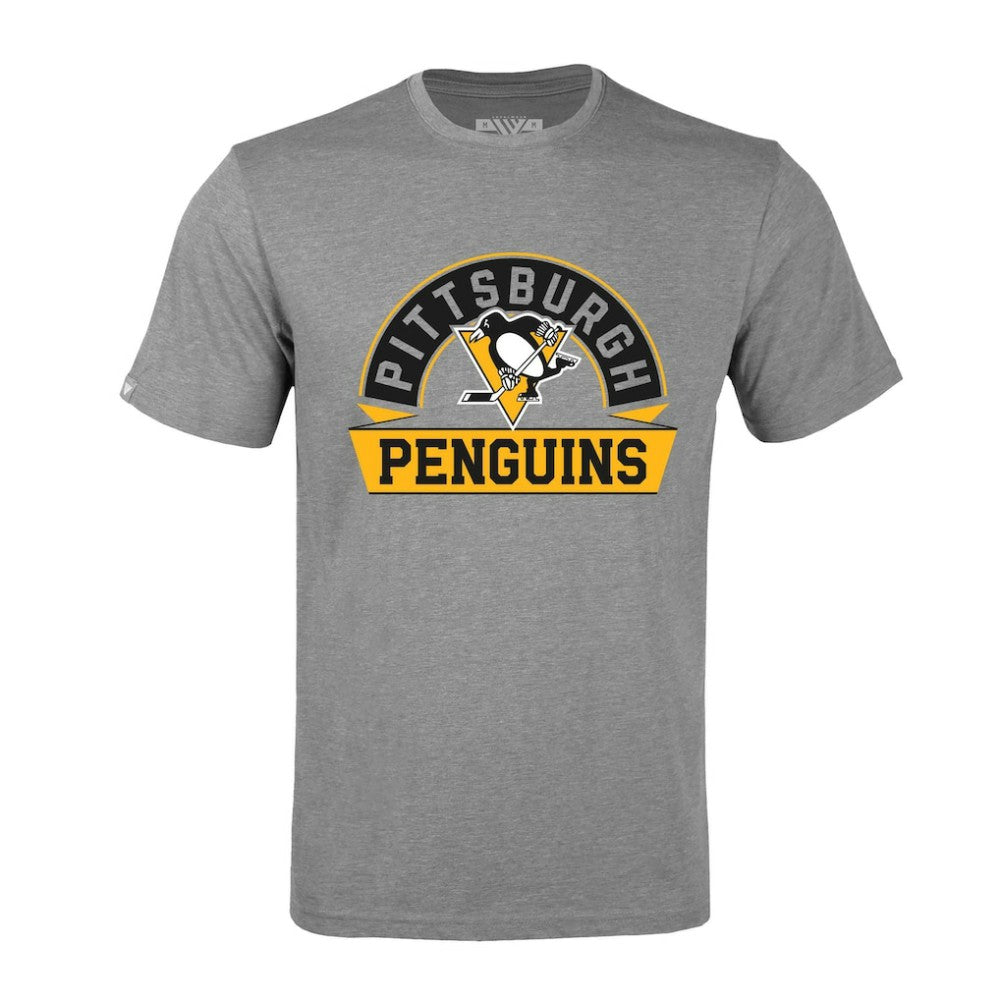 NHL Gray Pittsburgh Penguins Levelwear Richmond Banner Arch T-Shirt