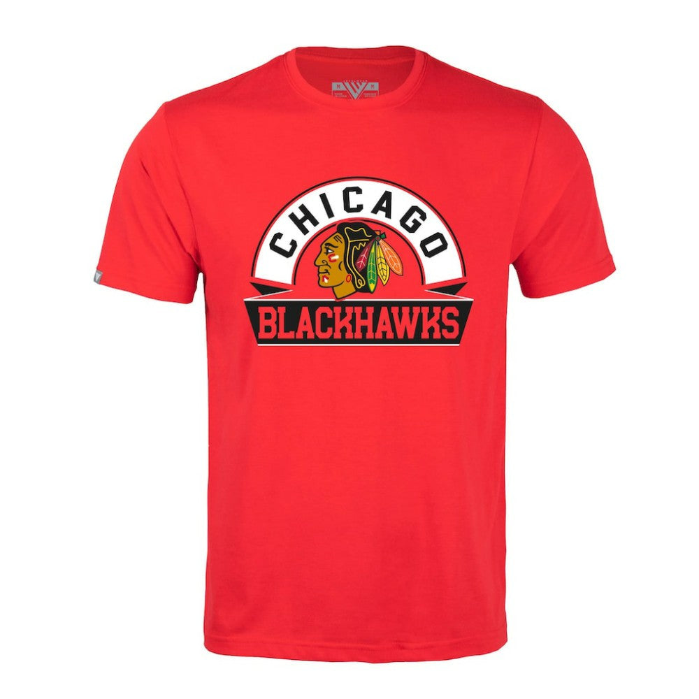 NHL Red Chicago Blackhawks Levelwear Richmond Banner Arch T-Shirt