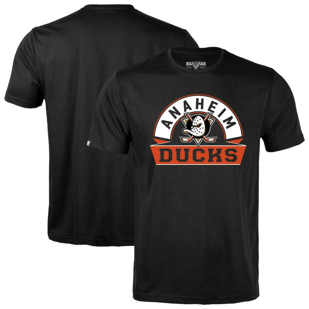 NHL Black Anaheim Ducks Levelwear Richmond Banner Arch T-Shirt