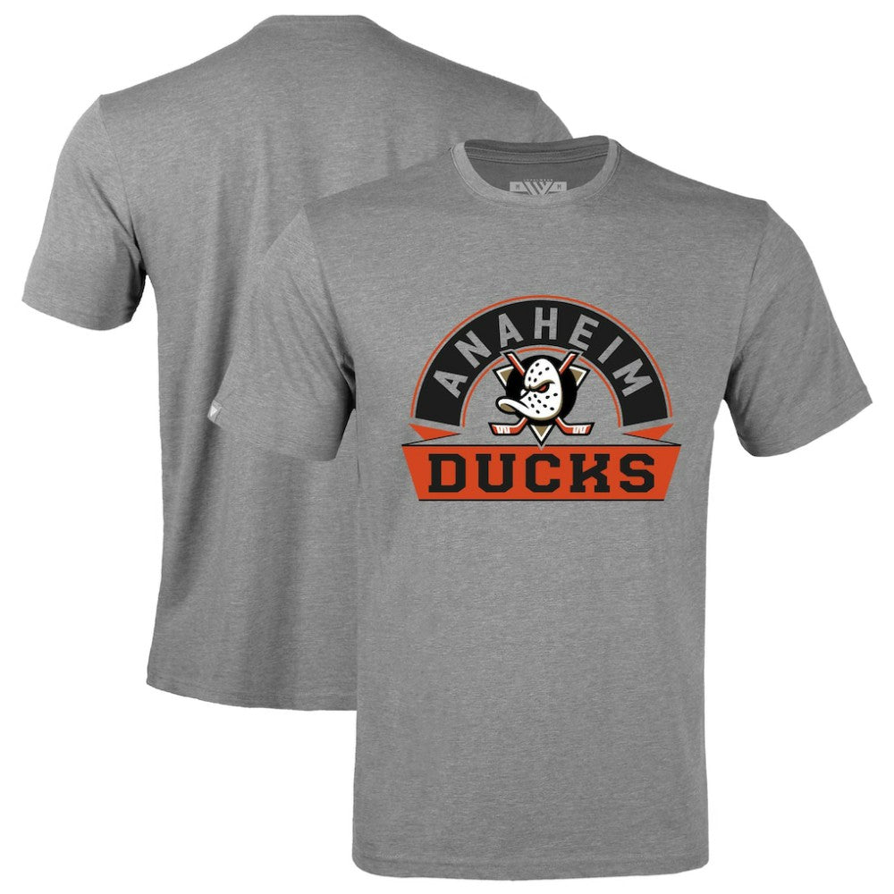 NHL Gray Anaheim Ducks Levelwear Richmond Banner Arch T-Shirt