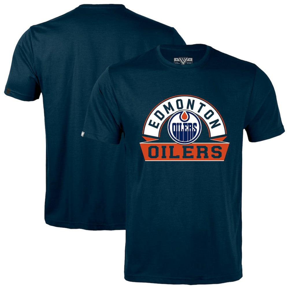 NHL Navy Edmonton Oilers Levelwear Richmond Banner Arch T-Shirt