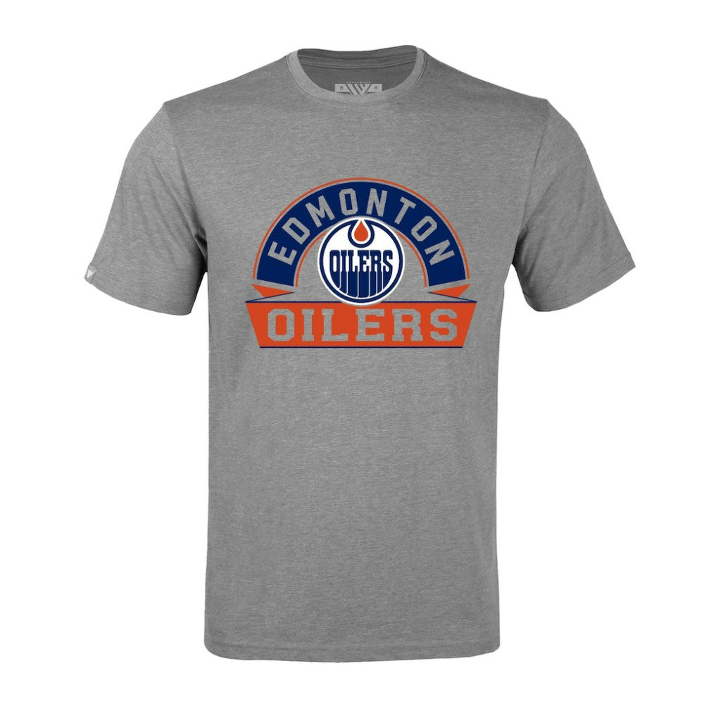 NHL Gray Edmonton Oilers Levelwear Richmond Banner Arch T-Shirt