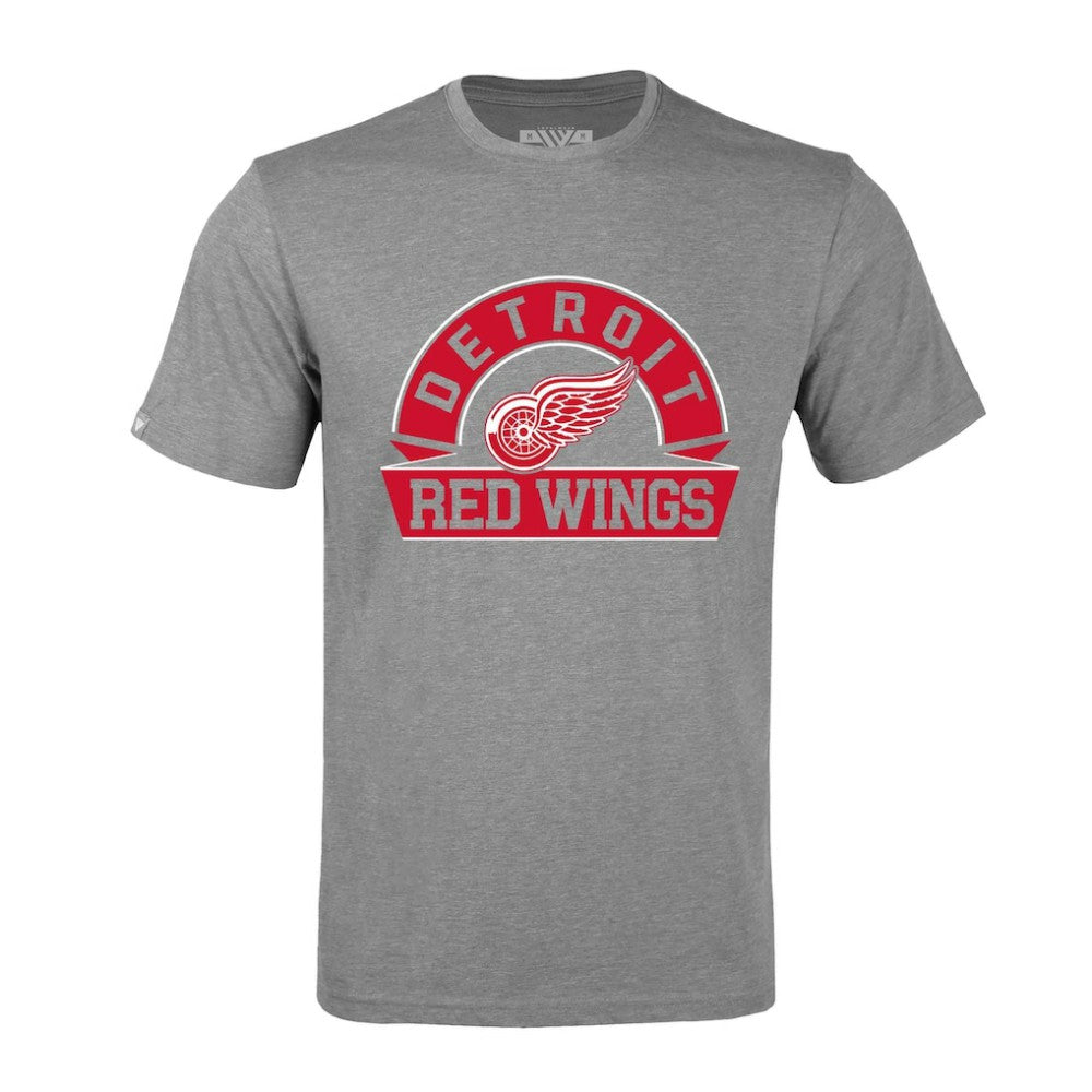 NHL Gray Detroit Red Wings Levelwear Richmond Banner Arch T-Shirt