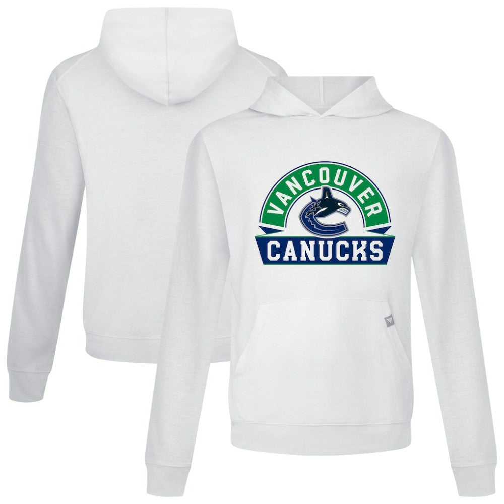 NHL White Vancouver Canucks Levelwear Relay Banner Arch Pullover Hoodie