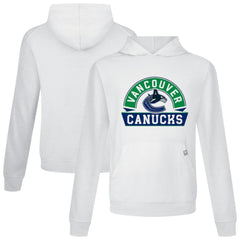 NHL White Vancouver Canucks Levelwear Relay Banner Arch Pullover Hoodie