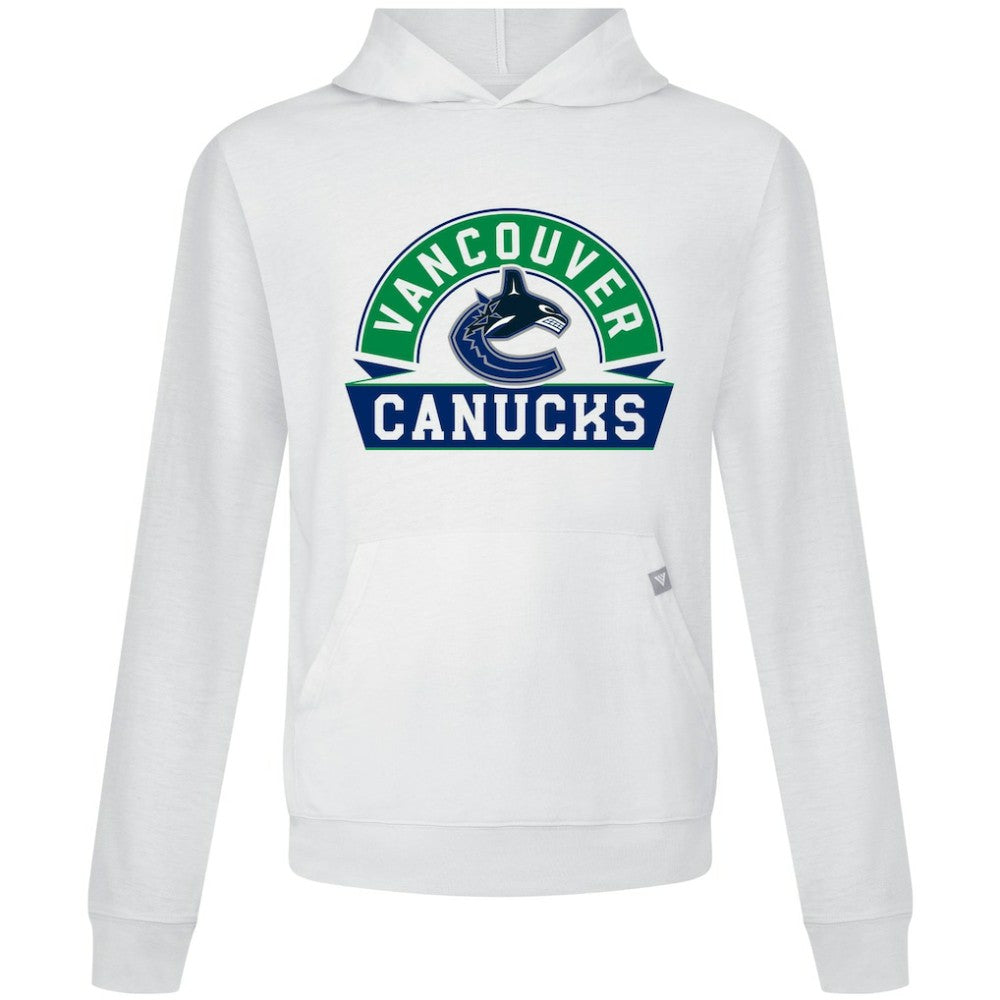 NHL White Vancouver Canucks Levelwear Relay Banner Arch Pullover Hoodie