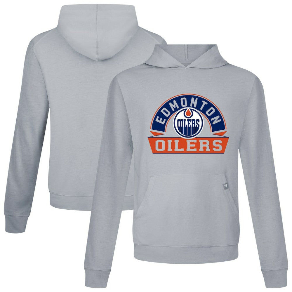 NHL Gray Edmonton Oilers Levelwear Relay Banner Arch Pullover Hoodie