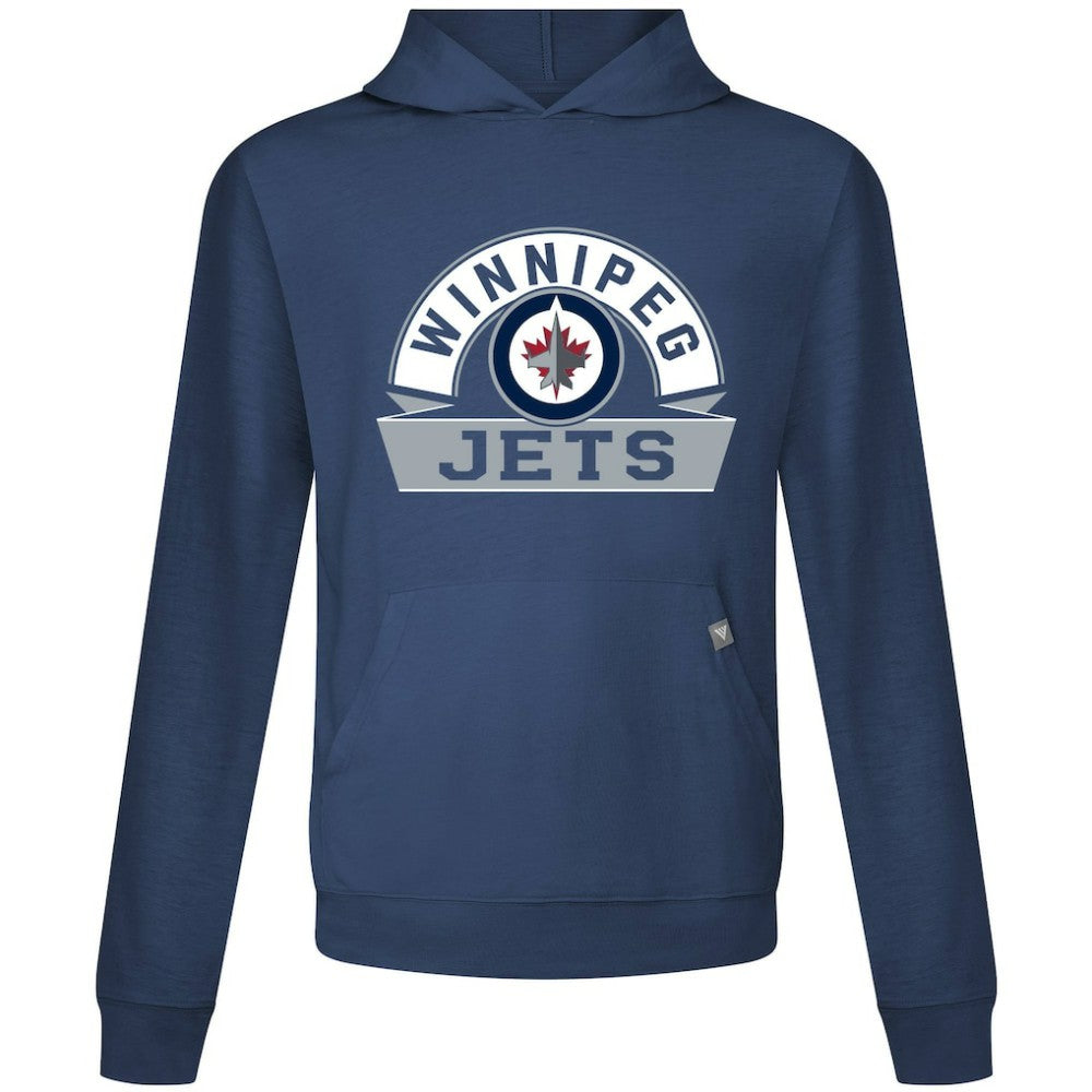 NHL Navy Winnipeg Jets Levelwear Relay Banner Arch Pullover Hoodie