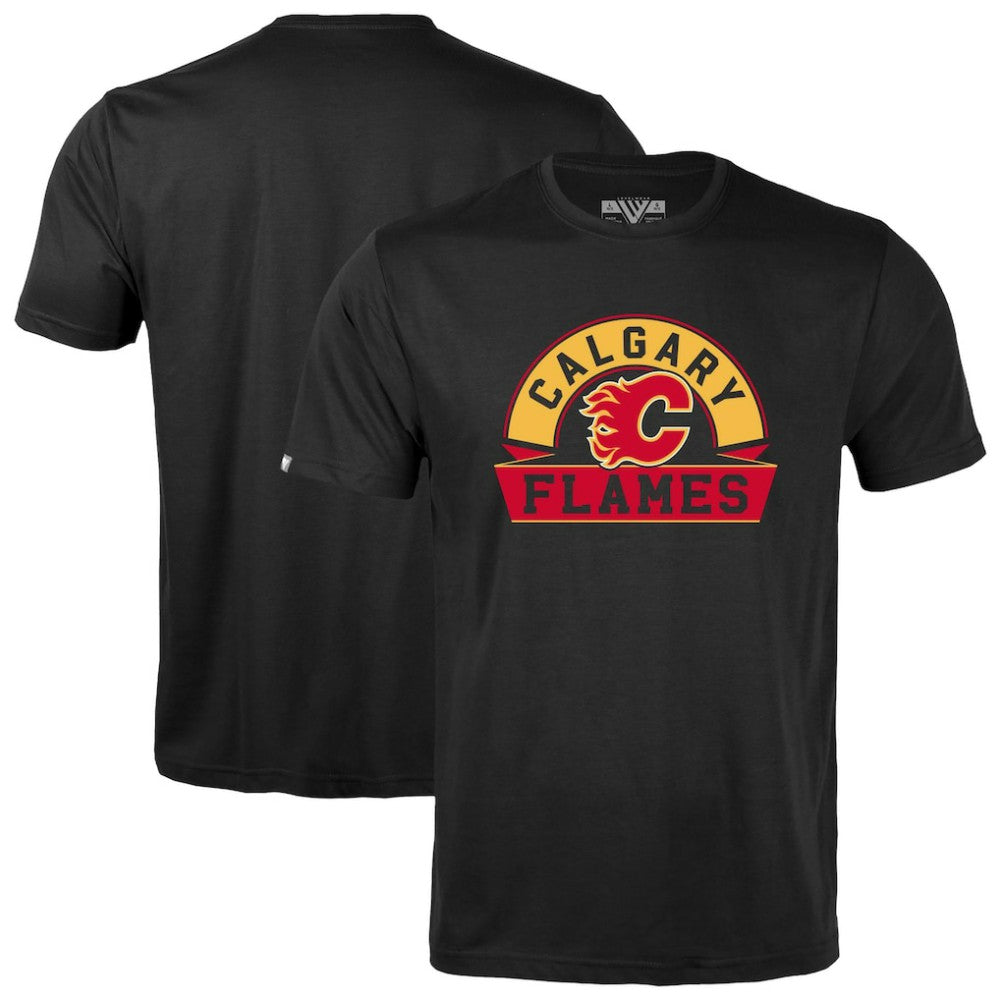 NHL Black Calgary Flames Levelwear Youth Little Richmond Banner Arch T-Shirt