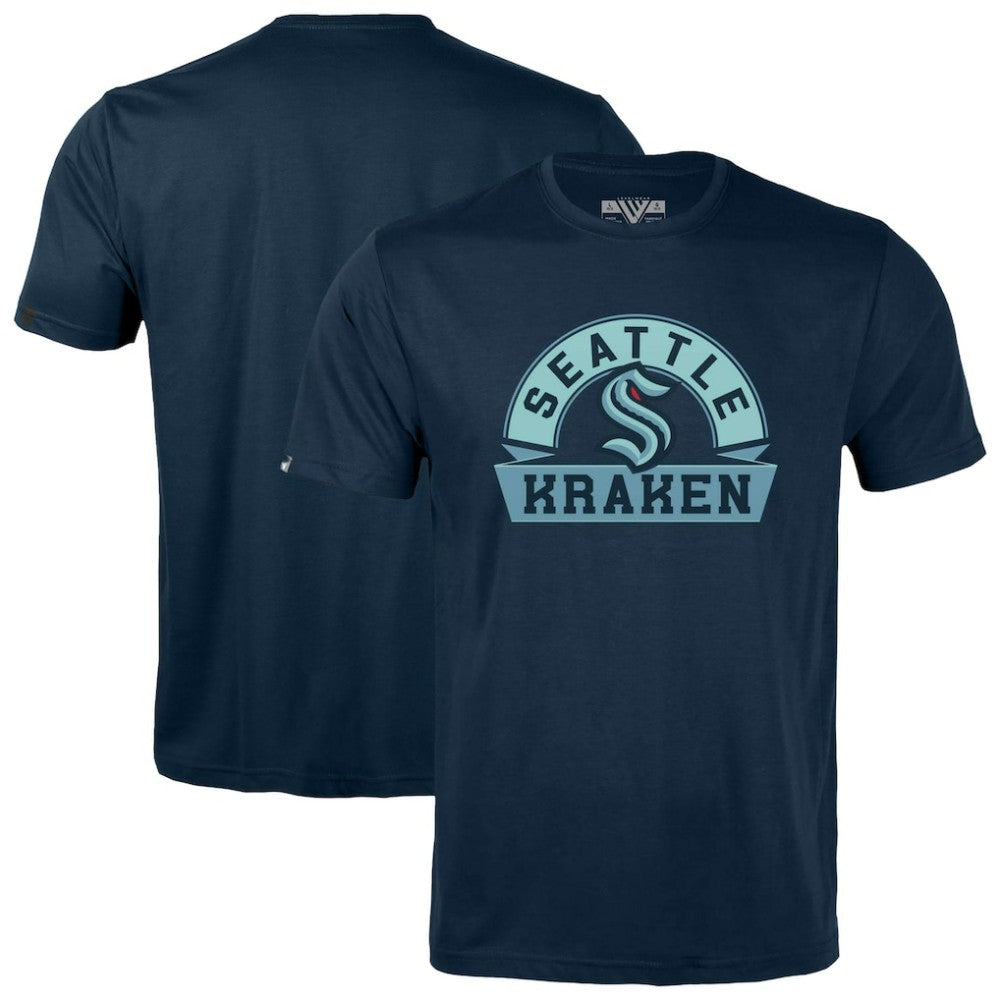 NHL Navy Seattle Kraken Levelwear Youth Little Richmond Banner Arch T-Shirt