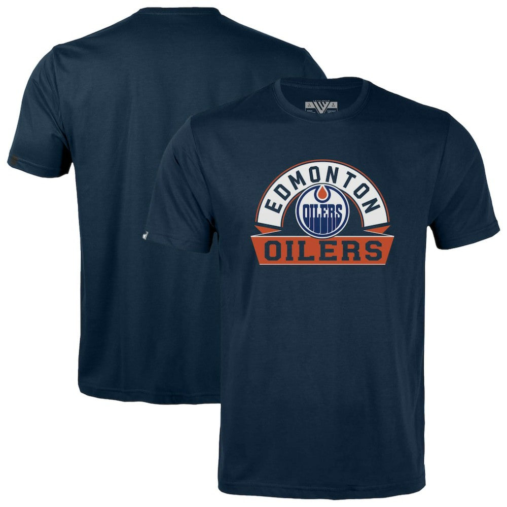 NHL Navy Edmonton Oilers Levelwear Youth Little Richmond Banner Arch T-Shirt