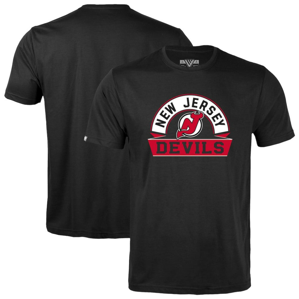 NHL Black New Jersey Devils Levelwear Youth Little Richmond Banner Arch T-Shirt