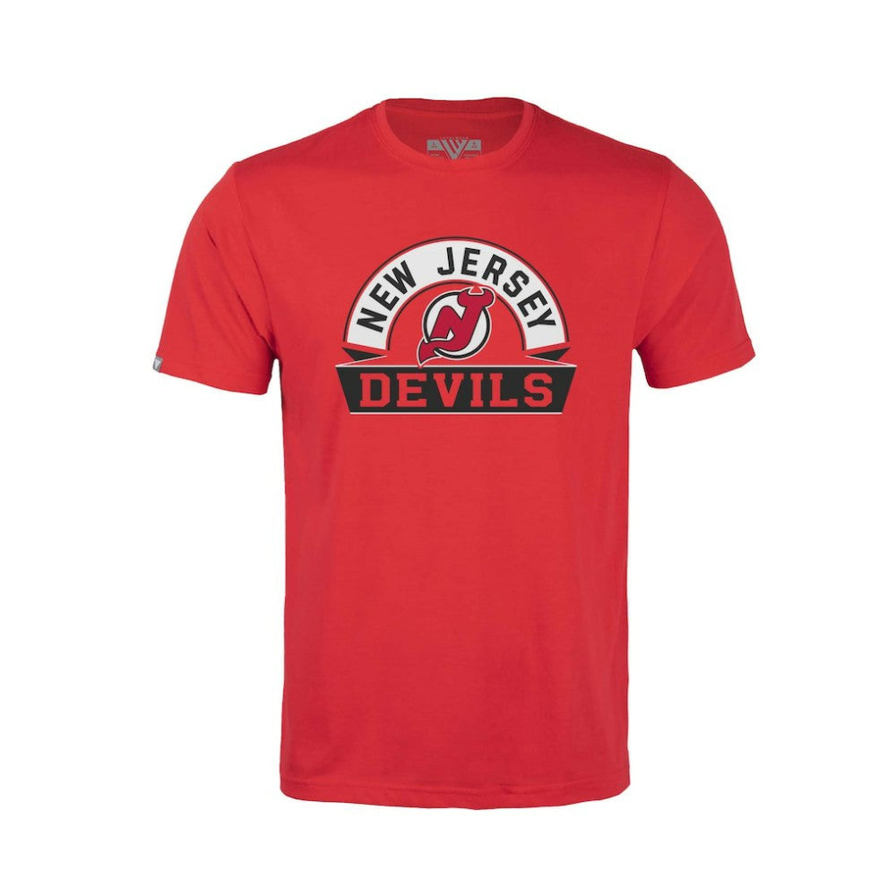 NHL Red New Jersey Devils Levelwear Youth Little Richmond Banner Arch T-Shirt