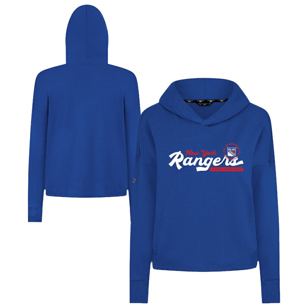 NHL Royal New York Rangers Levelwear Women's Sweet Monument Tri-Blend Cropped Pullover Hoodie