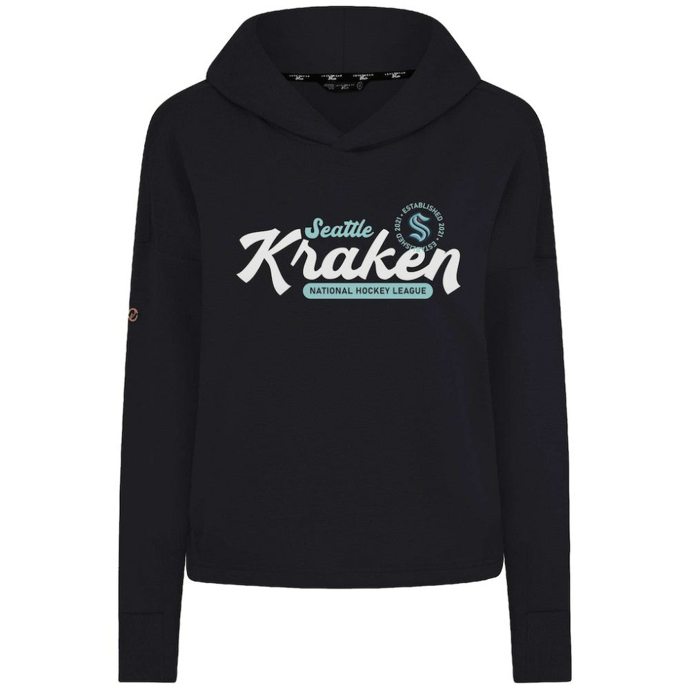 NHL Black Seattle Kraken Levelwear Women's Sweet Monument Tri-Blend Cropped Pullover Hoodie