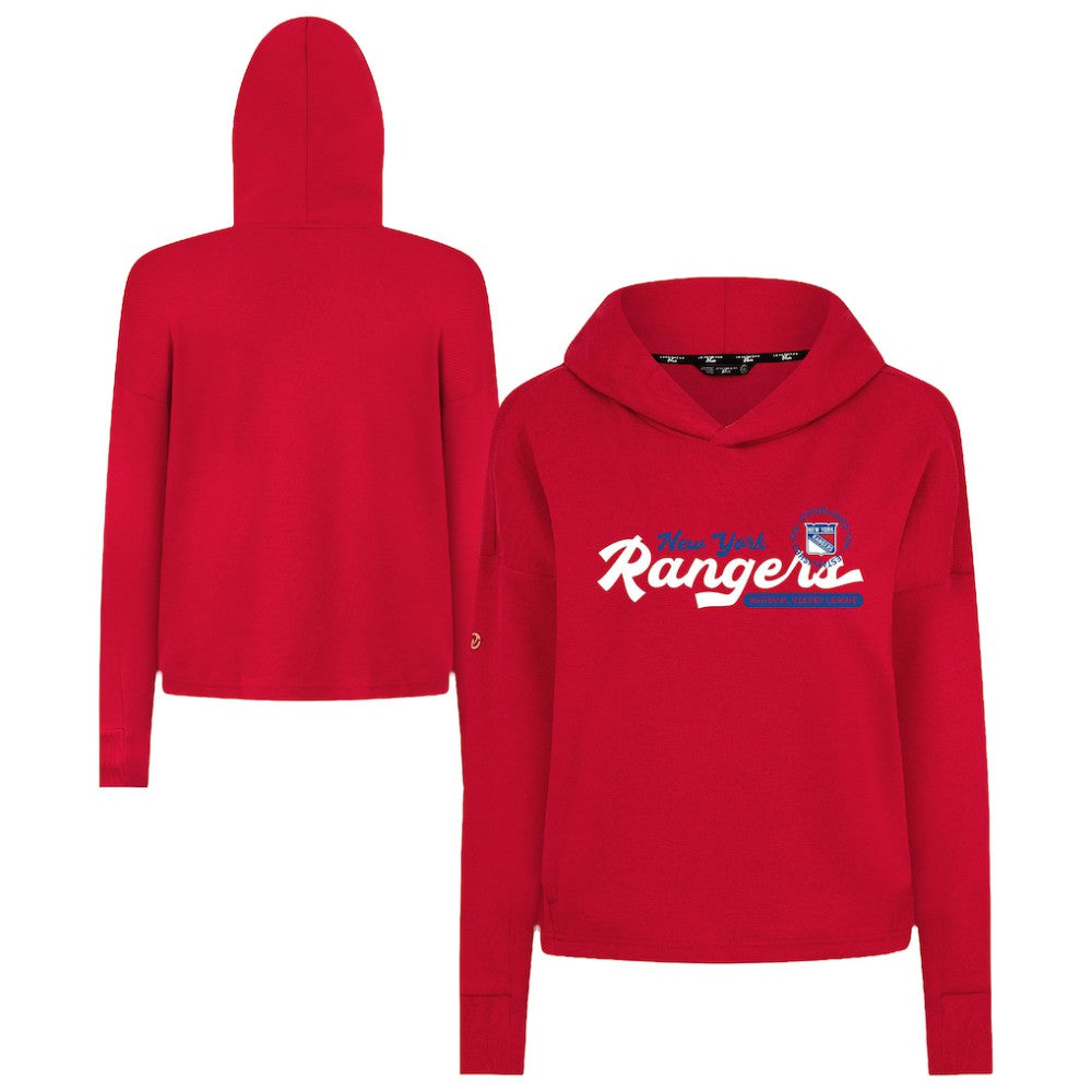 NHL Red New York Rangers Levelwear Women's Sweet Monument Tri-Blend Cropped Pullover Hoodie