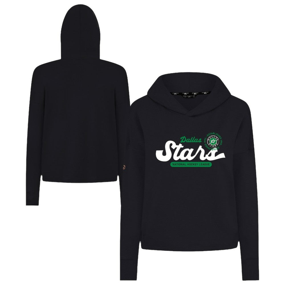 NHL Black Dallas Stars Levelwear Women's Sweet Monument Tri-Blend Cropped Pullover Hoodie