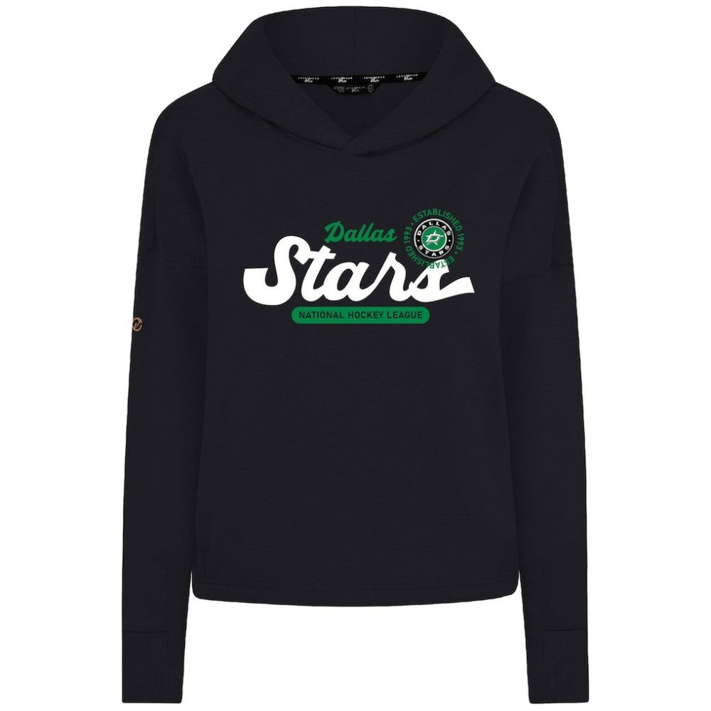 NHL Black Dallas Stars Levelwear Women's Sweet Monument Tri-Blend Cropped Pullover Hoodie