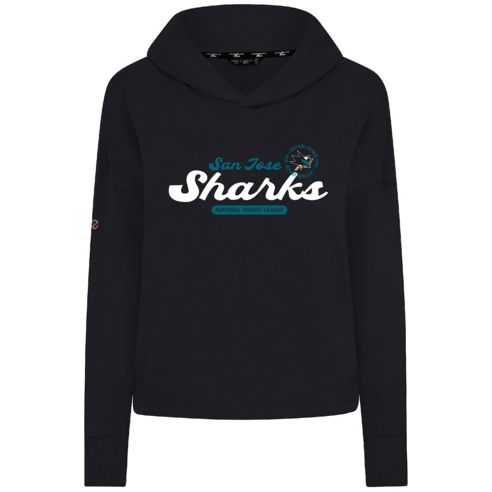 NHL Black San Jose Sharks Levelwear Women's Sweet Monument Tri-Blend Cropped Pullover Hoodie