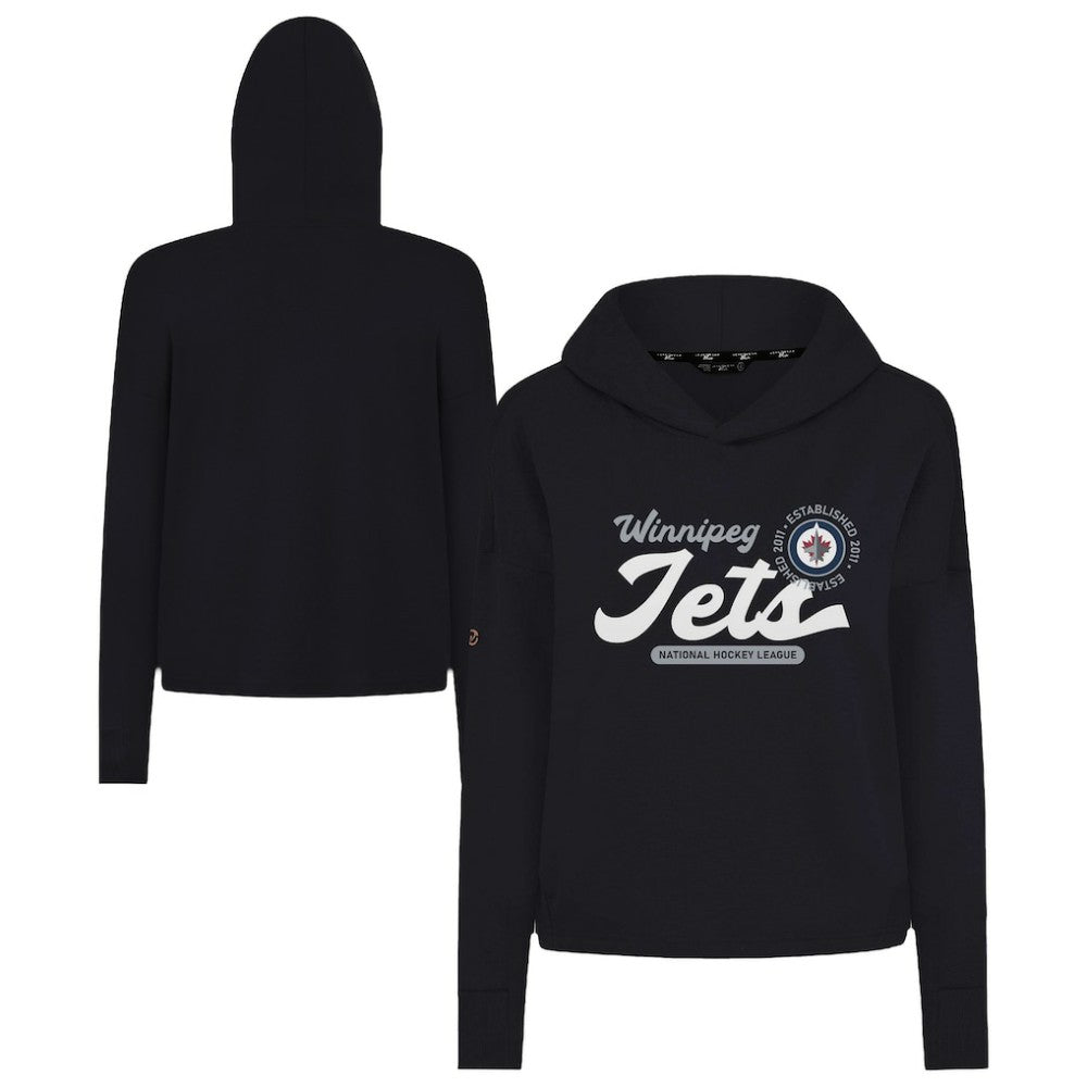 NHL Black Winnipeg Jets Levelwear Women's Sweet Monument Tri-Blend Cropped Pullover Hoodie
