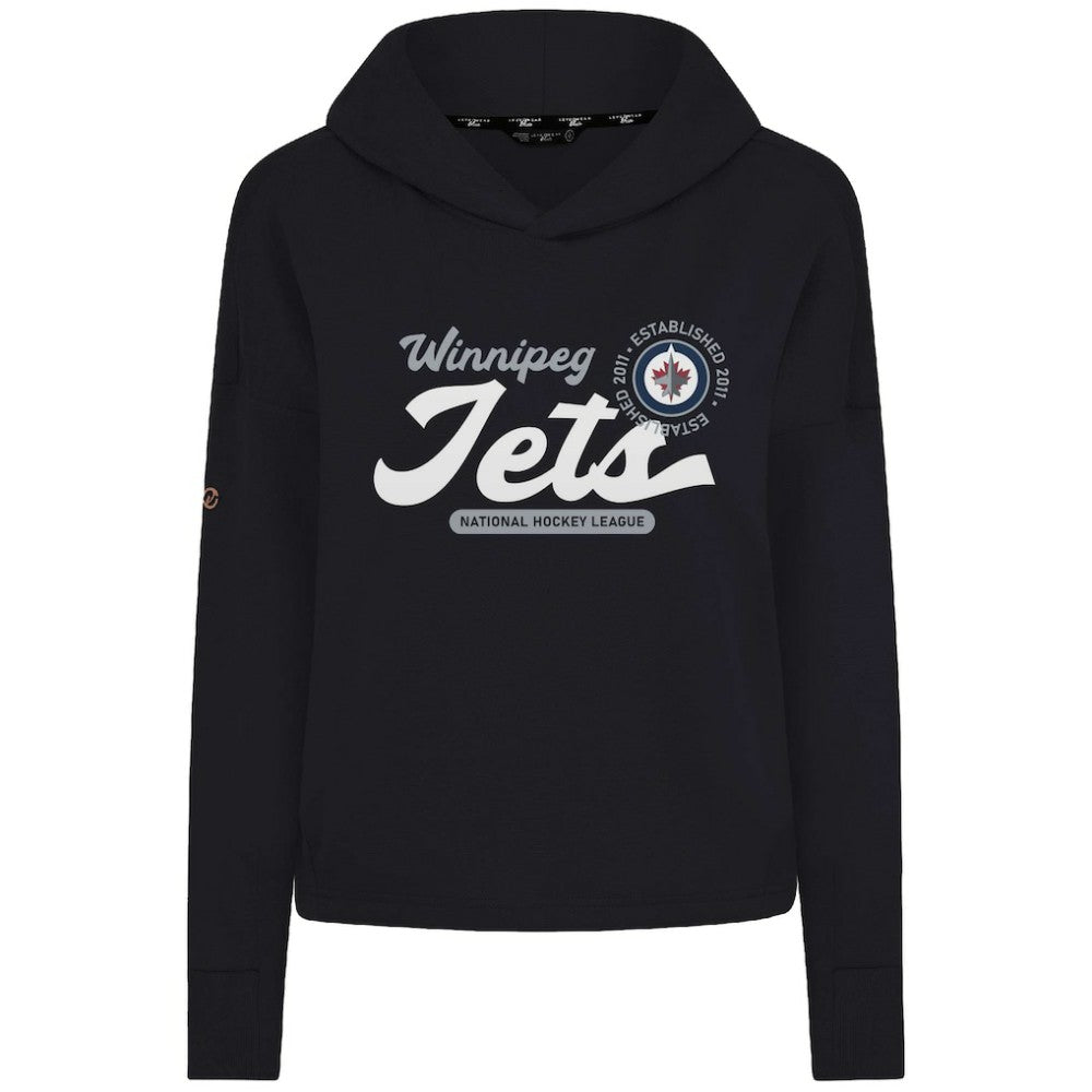NHL Black Winnipeg Jets Levelwear Women's Sweet Monument Tri-Blend Cropped Pullover Hoodie