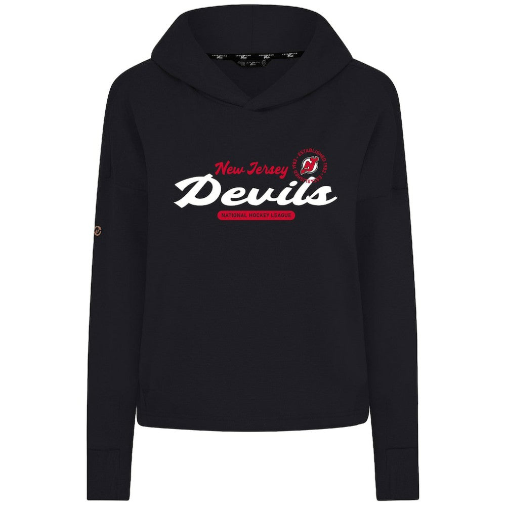 NHL Black New Jersey Devils Levelwear Women's Sweet Monument Tri-Blend Cropped Pullover Hoodie