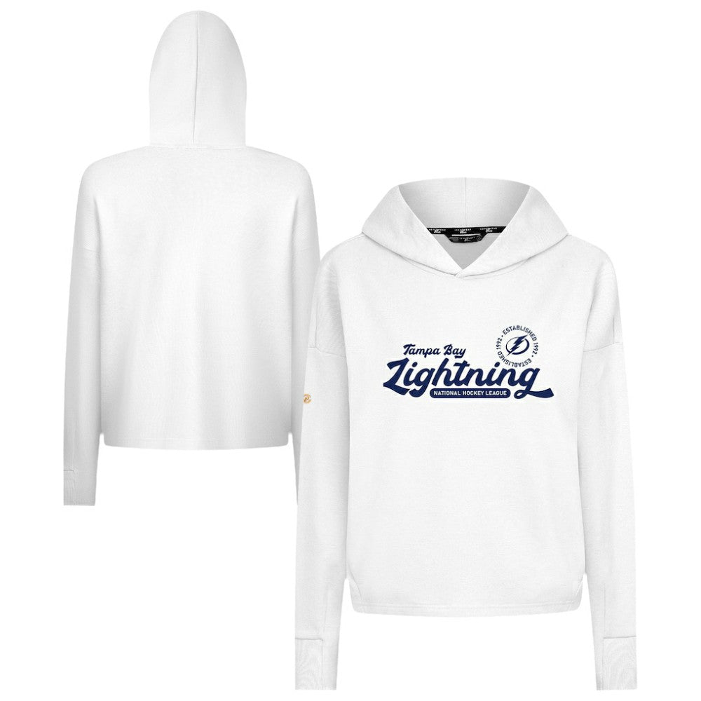 NHL White Tampa Bay Lightning Levelwear Women's Sweet Monument Tri-Blend Cropped Pullover Hoodie