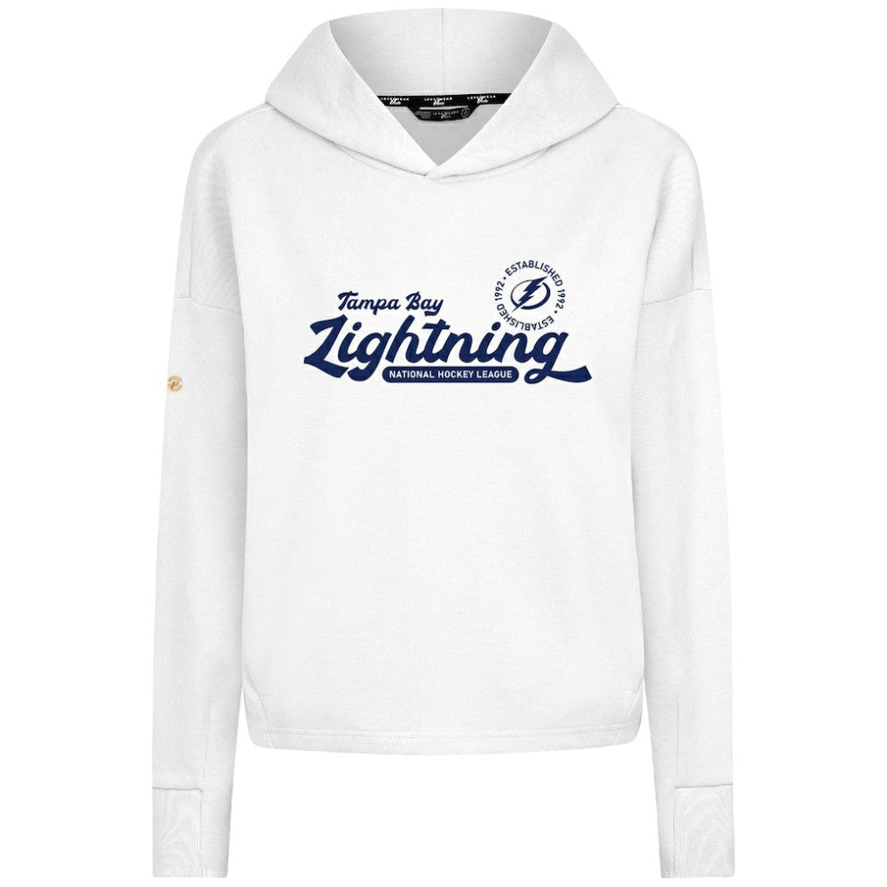 NHL White Tampa Bay Lightning Levelwear Women's Sweet Monument Tri-Blend Cropped Pullover Hoodie